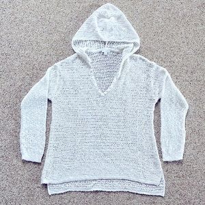 NWOT purejill JJill Pullover Hooded v-neck Sweater White Women’s M
